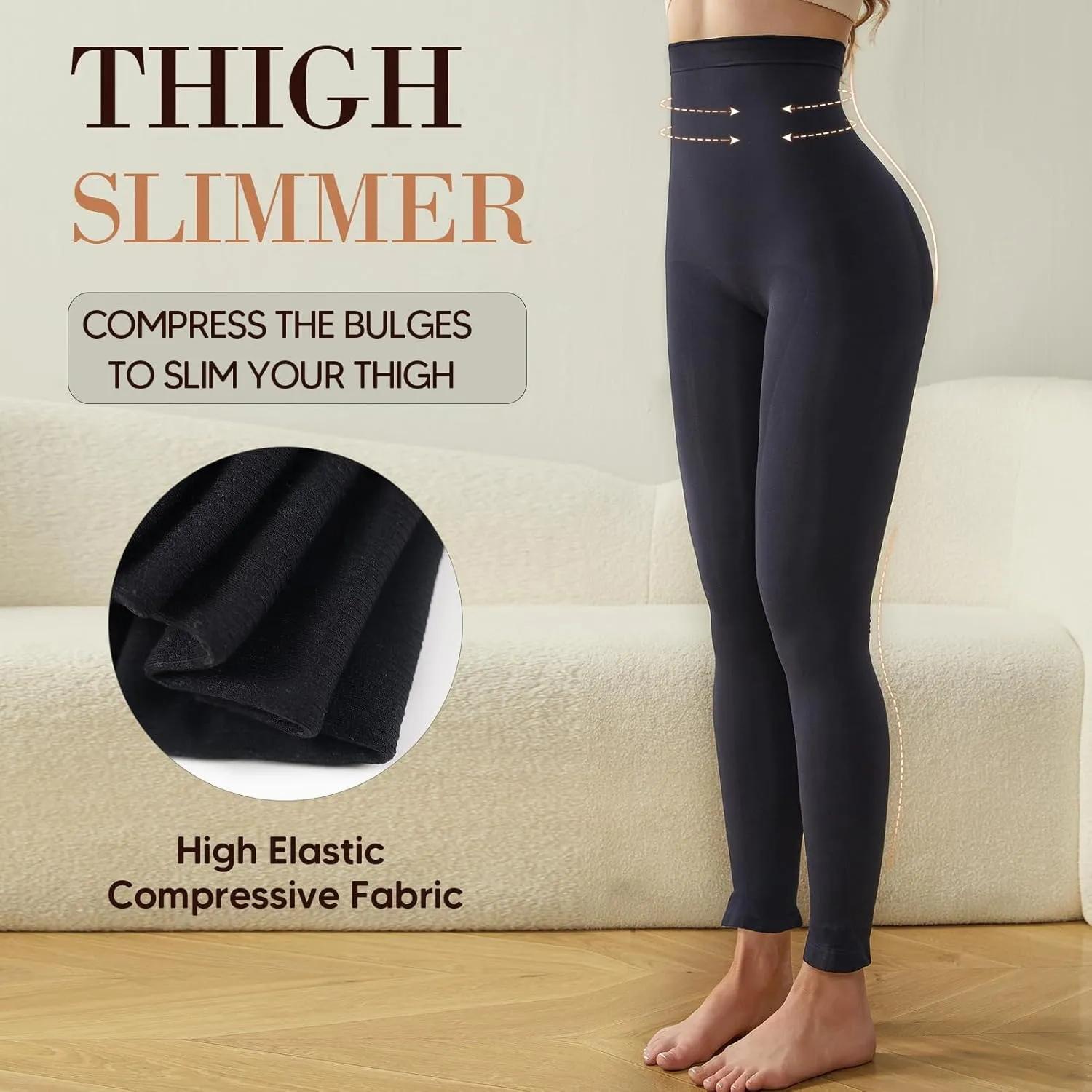 High Waisted Tummy Control Shapewear Leggings for Women Soft Pants Compression Body Shaper Butt Lifter Thigh Slimmer