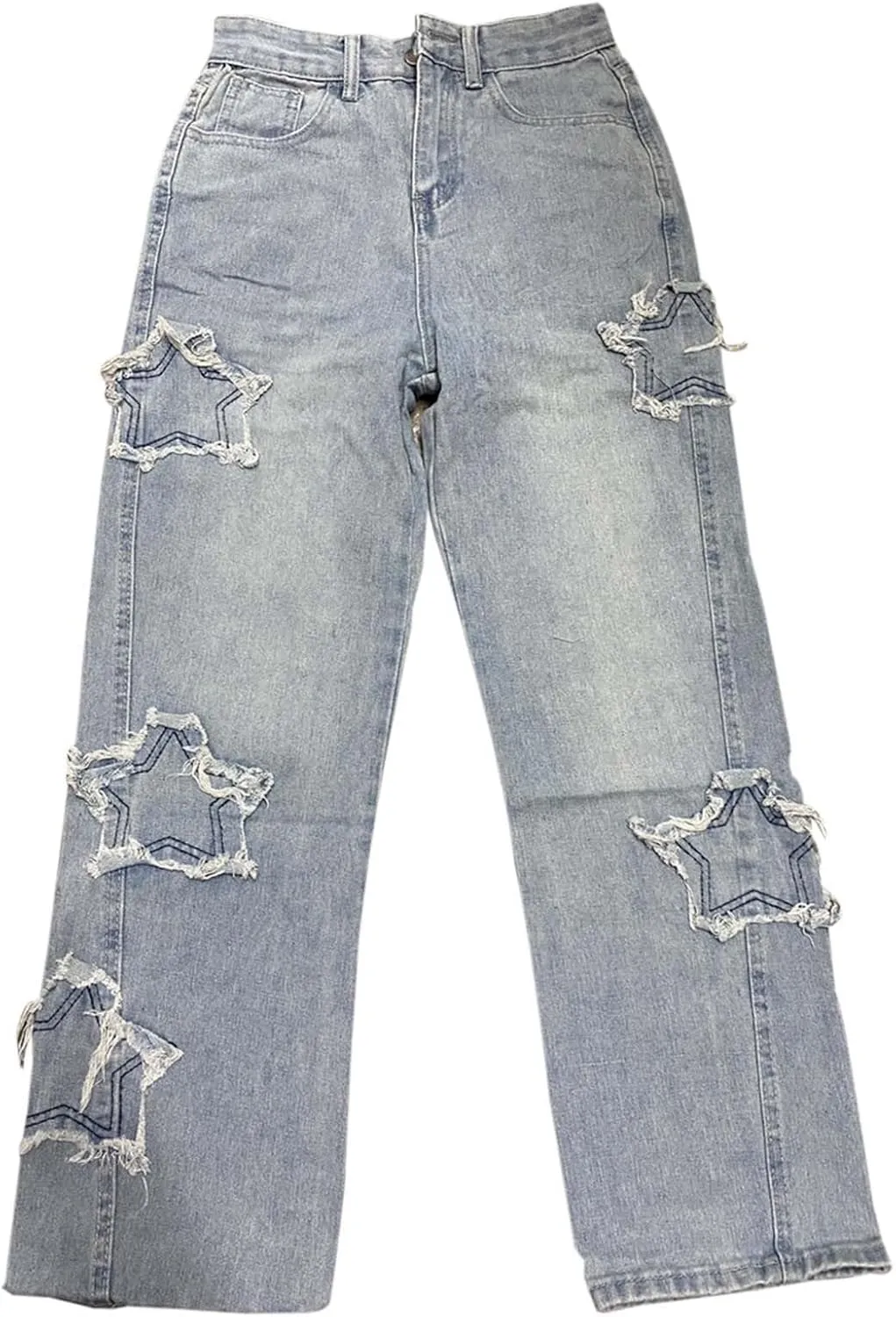 High Waisted Vintage Star Jeans for Women Chic Embroidered Straight Leg to Wide Leg Slim Fit high Rise Shorts