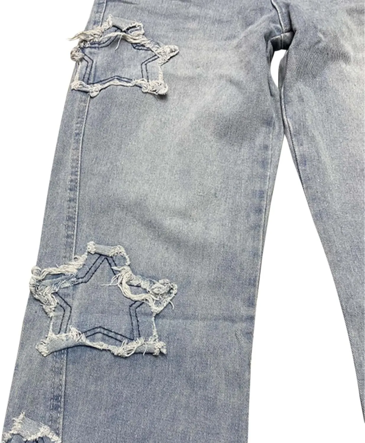 High Waisted Vintage Star Jeans for Women Chic Embroidered Straight Leg to Wide Leg Slim Fit high Rise Shorts