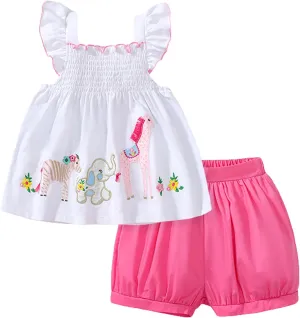 HOMAGIC2WE Toddler Girl Shorts Set Kids Summer Short Sleeve Tee & Shorts 2pcs Casual Cute Outfit Clothing Set