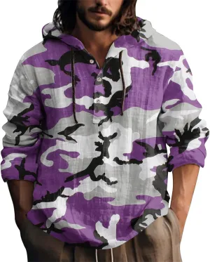 Hoodie for Men Drawstring Casual Beach Shirt Men's Casual Fashion Hooded Spring and Long Sleeve Hippie Men's