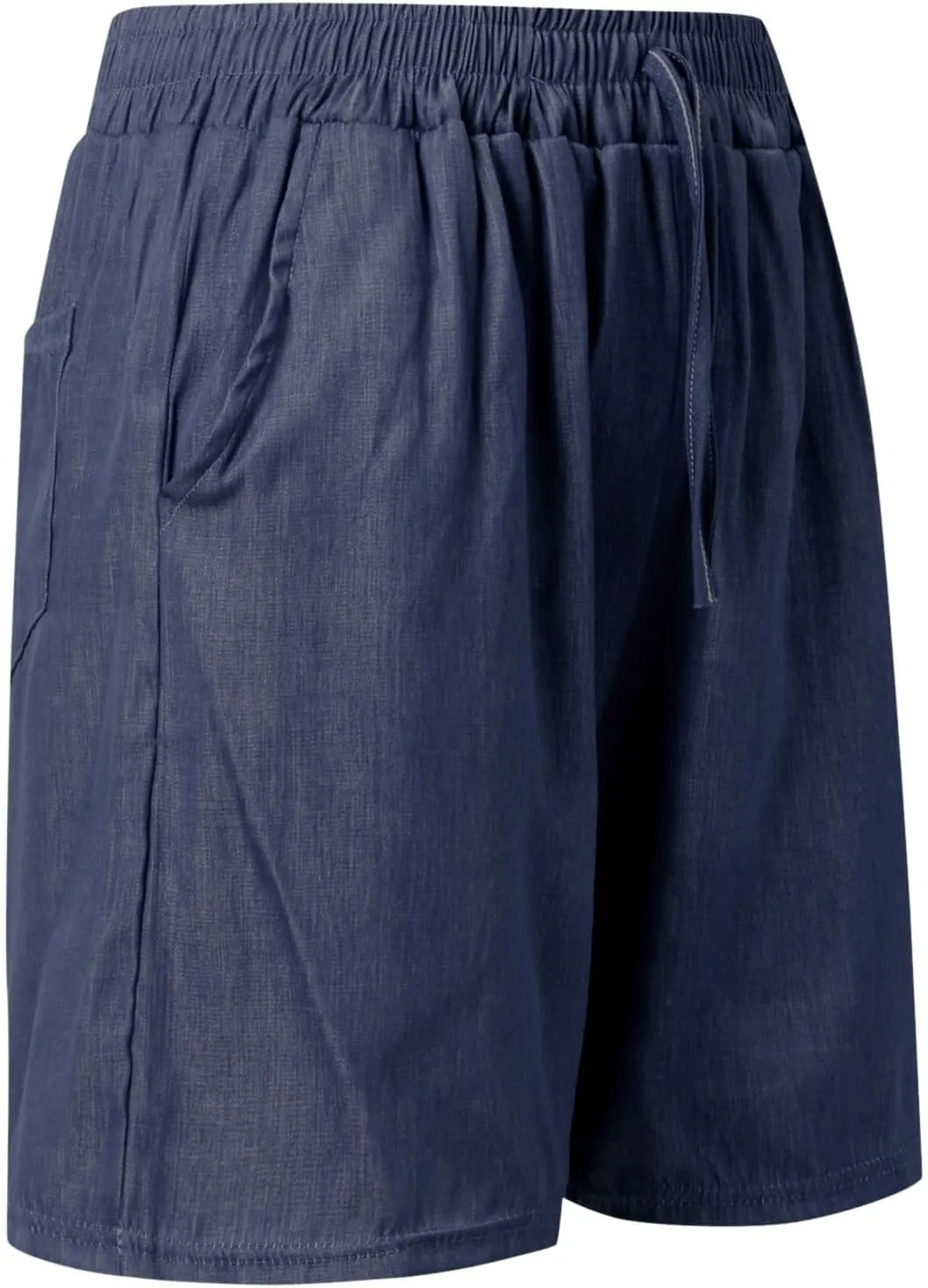 Jean Shorts for Women High Waisted Lightweight Comfy Denim Shorts Casual Drawstring Elastic Waist Long Shorts