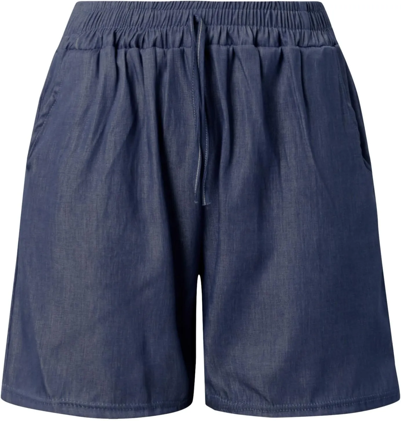 Jean Shorts for Women High Waisted Lightweight Comfy Denim Shorts Casual Drawstring Elastic Waist Long Shorts