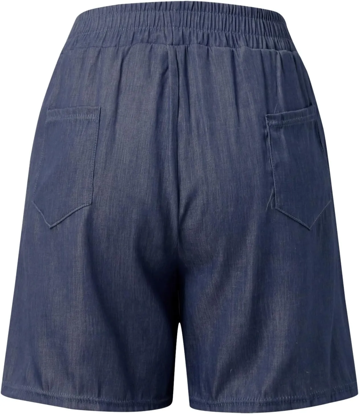 Jean Shorts for Women High Waisted Lightweight Comfy Denim Shorts Casual Drawstring Elastic Waist Long Shorts