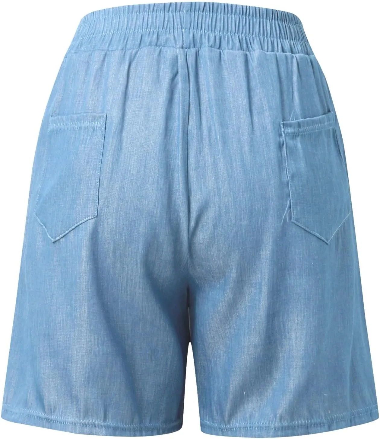 Jean Shorts for Women High Waisted Lightweight Comfy Denim Shorts Casual Drawstring Elastic Waist Long Shorts
