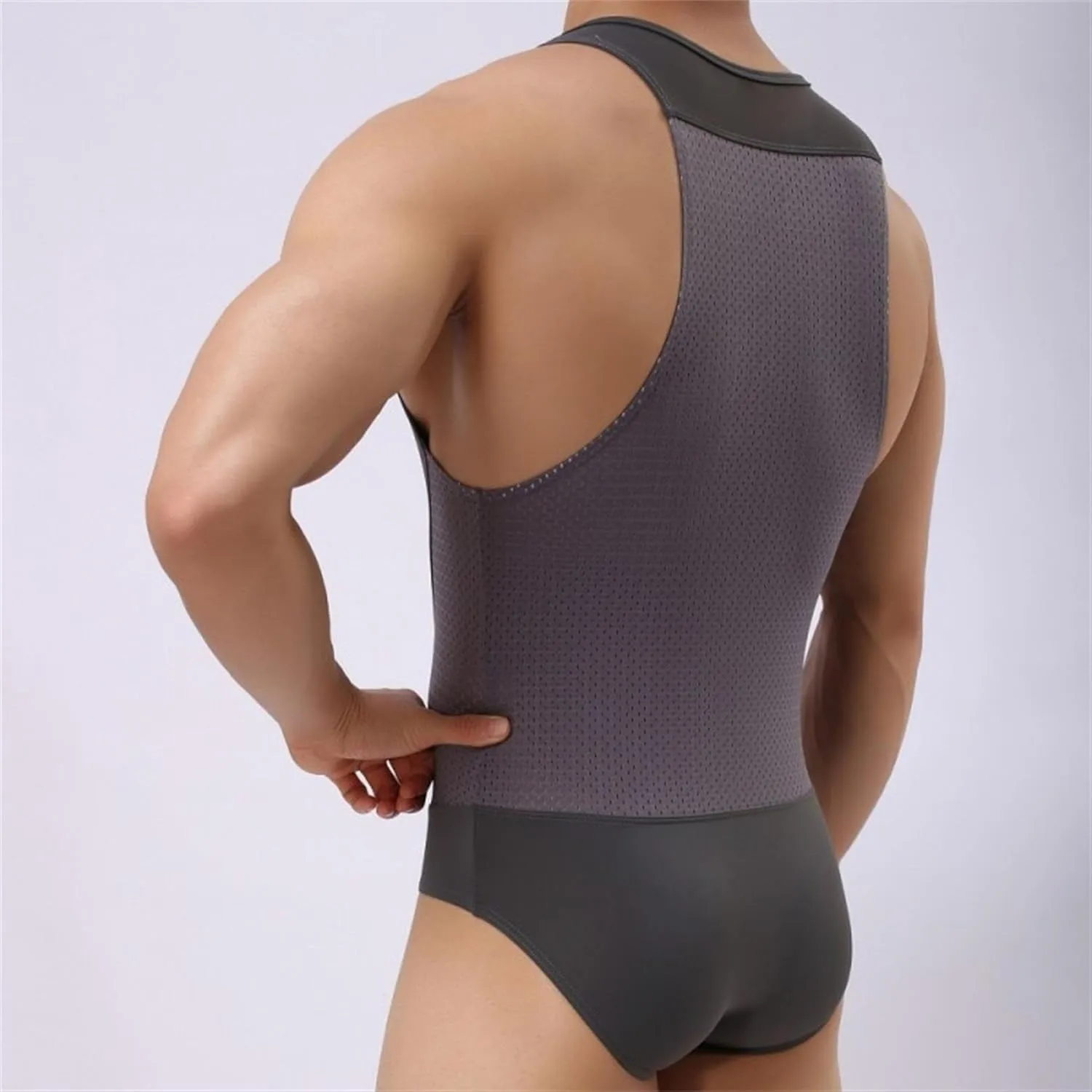 JEsilunmaMY Mens Ice Silk Mesh Shapewear Full Body Shaper Tummy Control Bodysuit Slimming Compression Shapewear Underwear