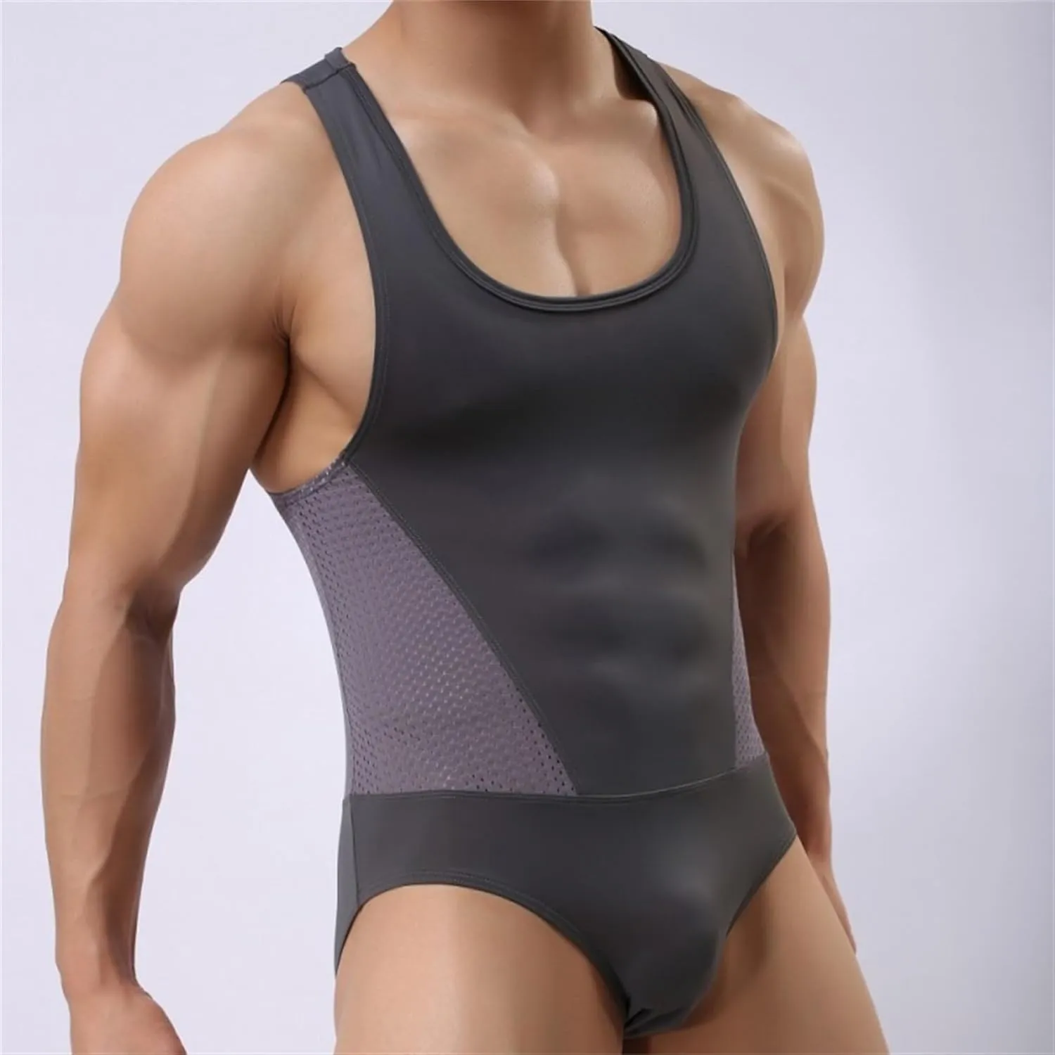 JEsilunmaMY Mens Ice Silk Mesh Shapewear Full Body Shaper Tummy Control Bodysuit Slimming Compression Shapewear Underwear