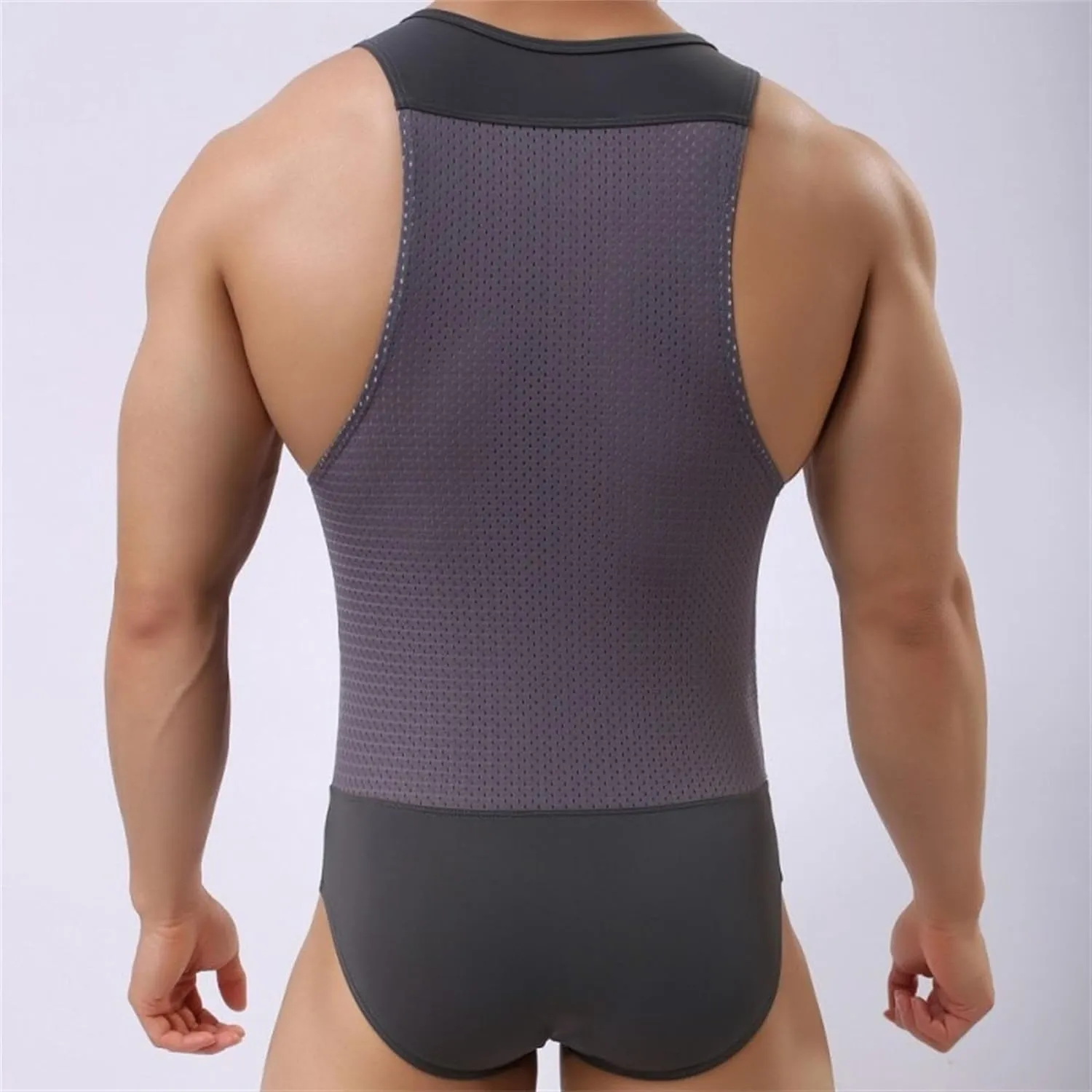 JEsilunmaMY Mens Ice Silk Mesh Shapewear Full Body Shaper Tummy Control Bodysuit Slimming Compression Shapewear Underwear
