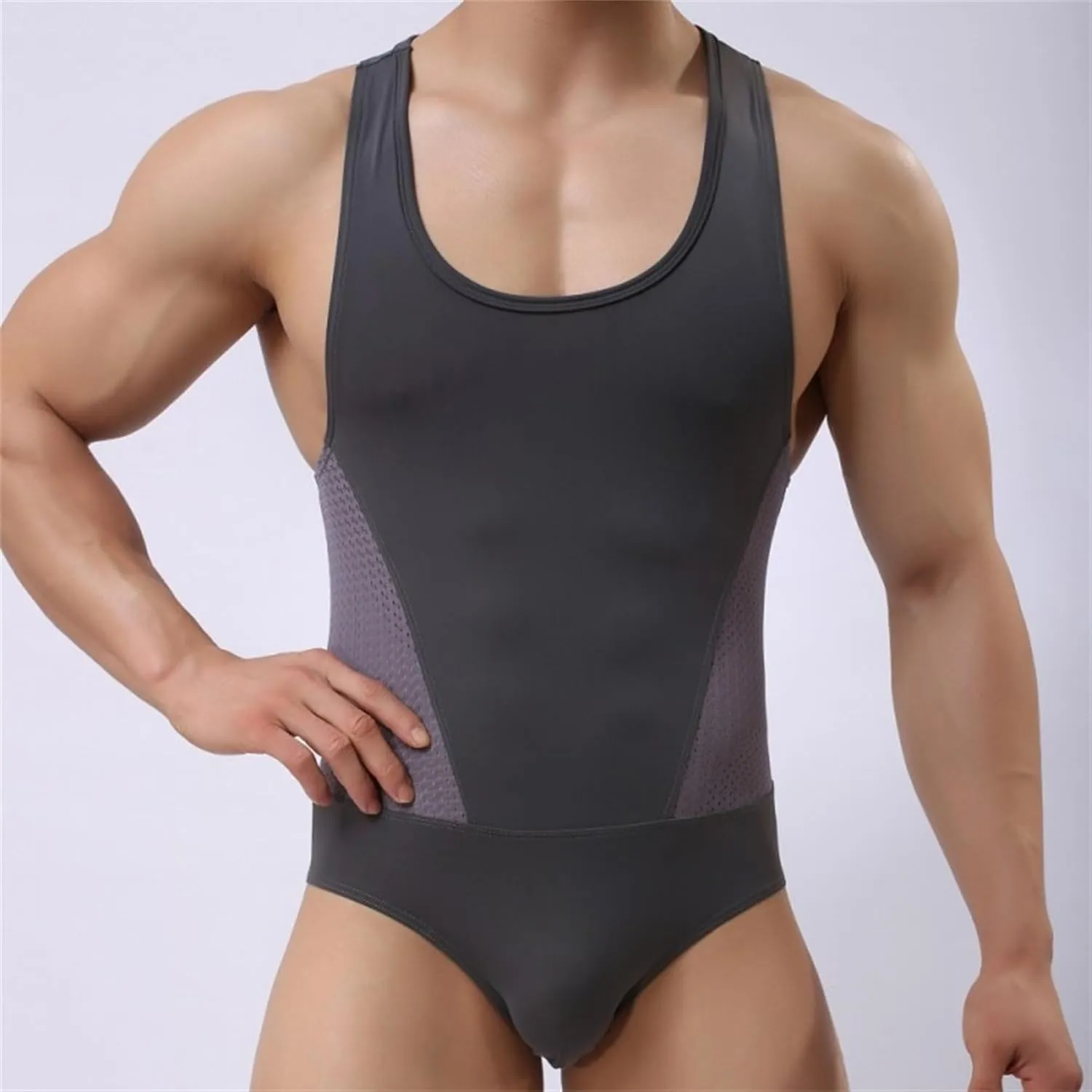 JEsilunmaMY Mens Ice Silk Mesh Shapewear Full Body Shaper Tummy Control Bodysuit Slimming Compression Shapewear Underwear