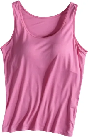 JIEMUXIU Tank Tops for Women with Built in Bra 2025 Casual Scoop Neck Sleeveless Tee Summer Basic Workout Top Camisole