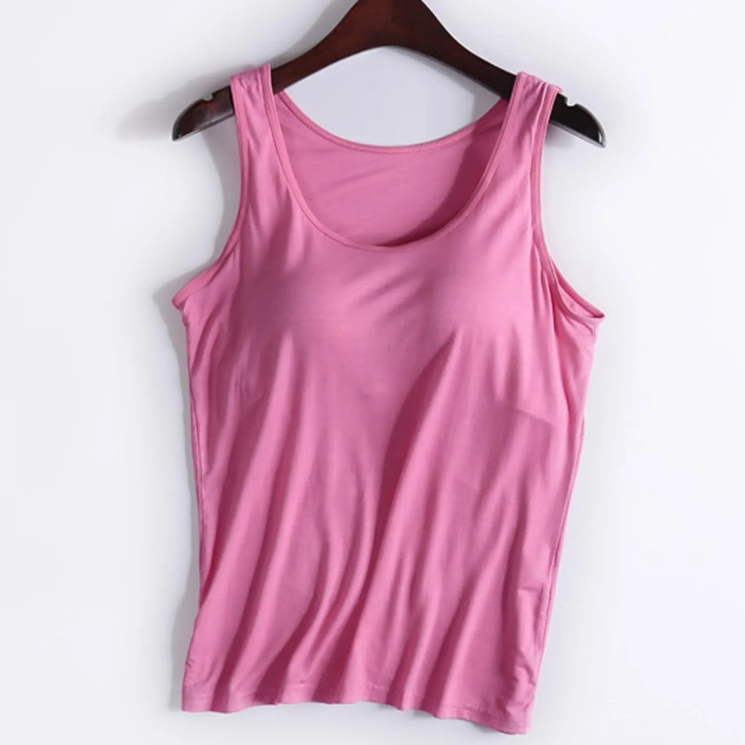 JIEMUXIU Tank Tops for Women with Built in Bra 2025 Casual Scoop Neck Sleeveless Tee Summer Basic Workout Top Camisole