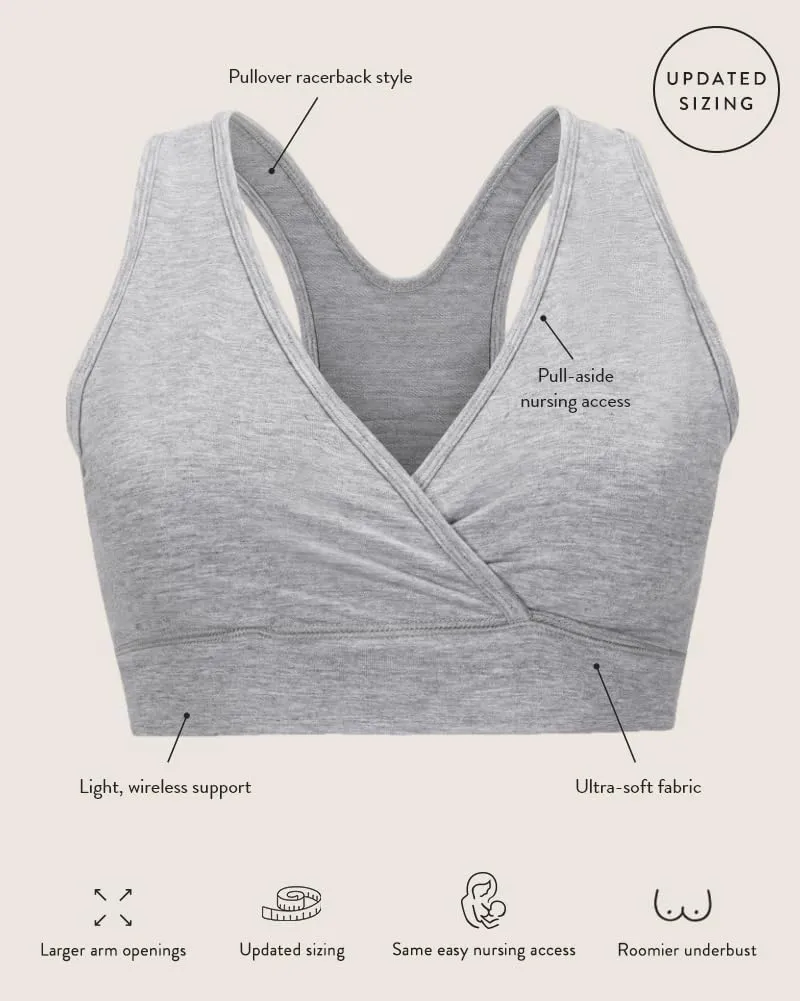 Kindred Bravely French Terry Nursing Bra for Breastfeeding and Sleep, Racerback Crossover, Soft and Stretchy Maternity Bra