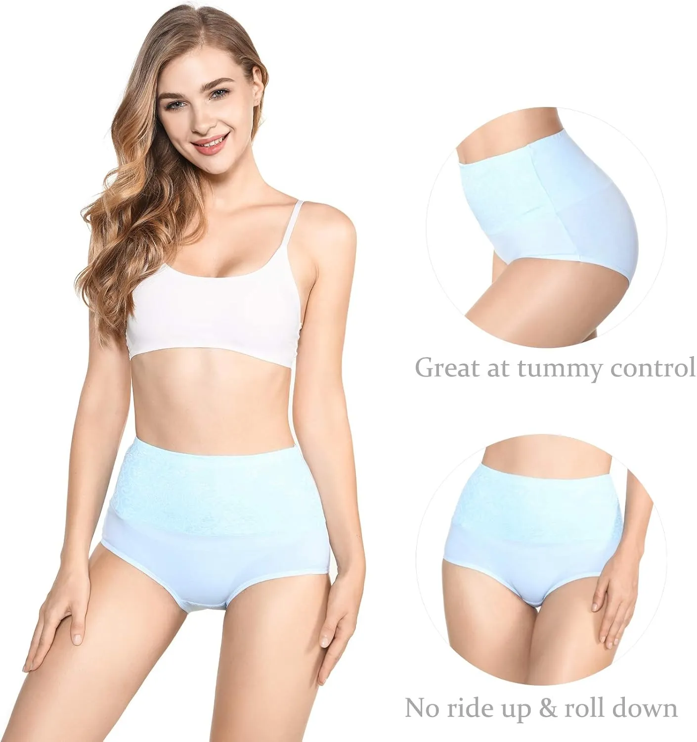 Kinyanco High Waist Tummy Control Panties for Women, Cotton Underwear No Muffin Top Shapewear Brief Panties