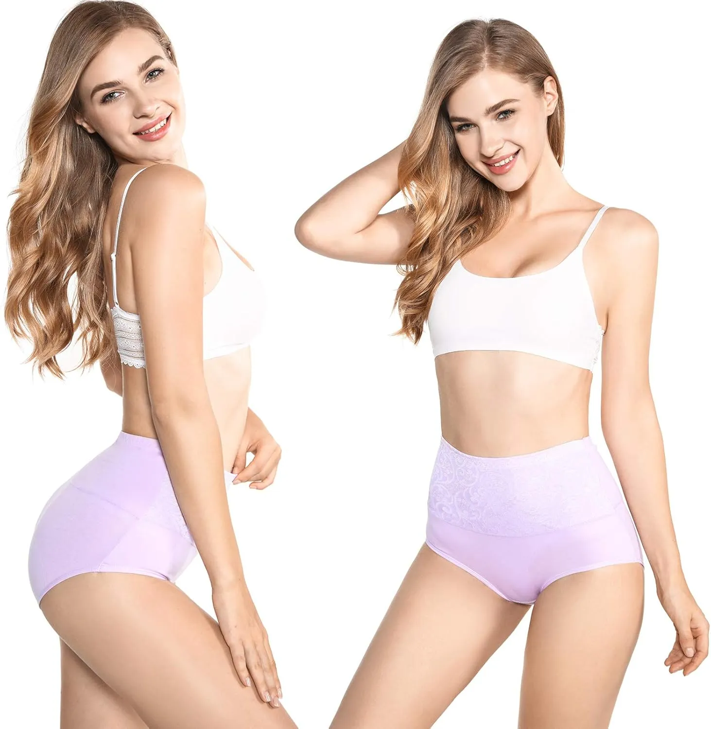 Kinyanco High Waist Tummy Control Panties for Women, Cotton Underwear No Muffin Top Shapewear Brief Panties