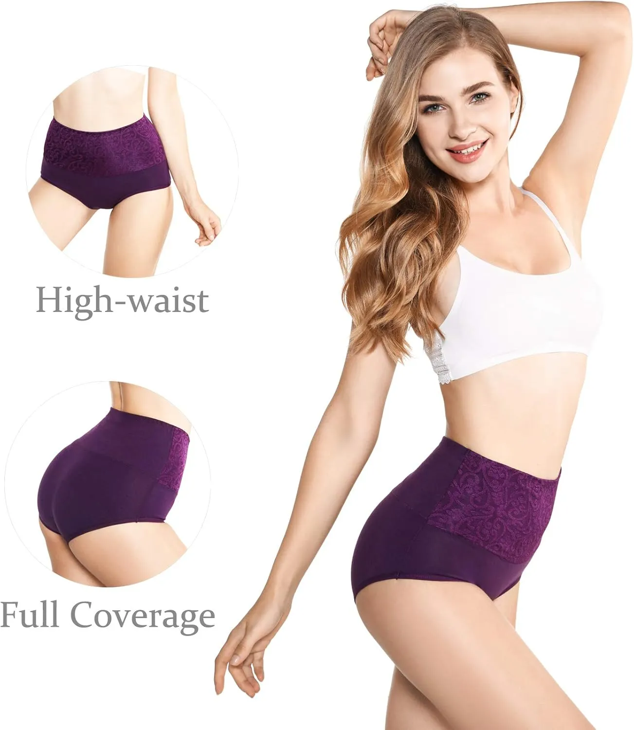 Kinyanco High Waist Tummy Control Panties for Women, Cotton Underwear No Muffin Top Shapewear Brief Panties