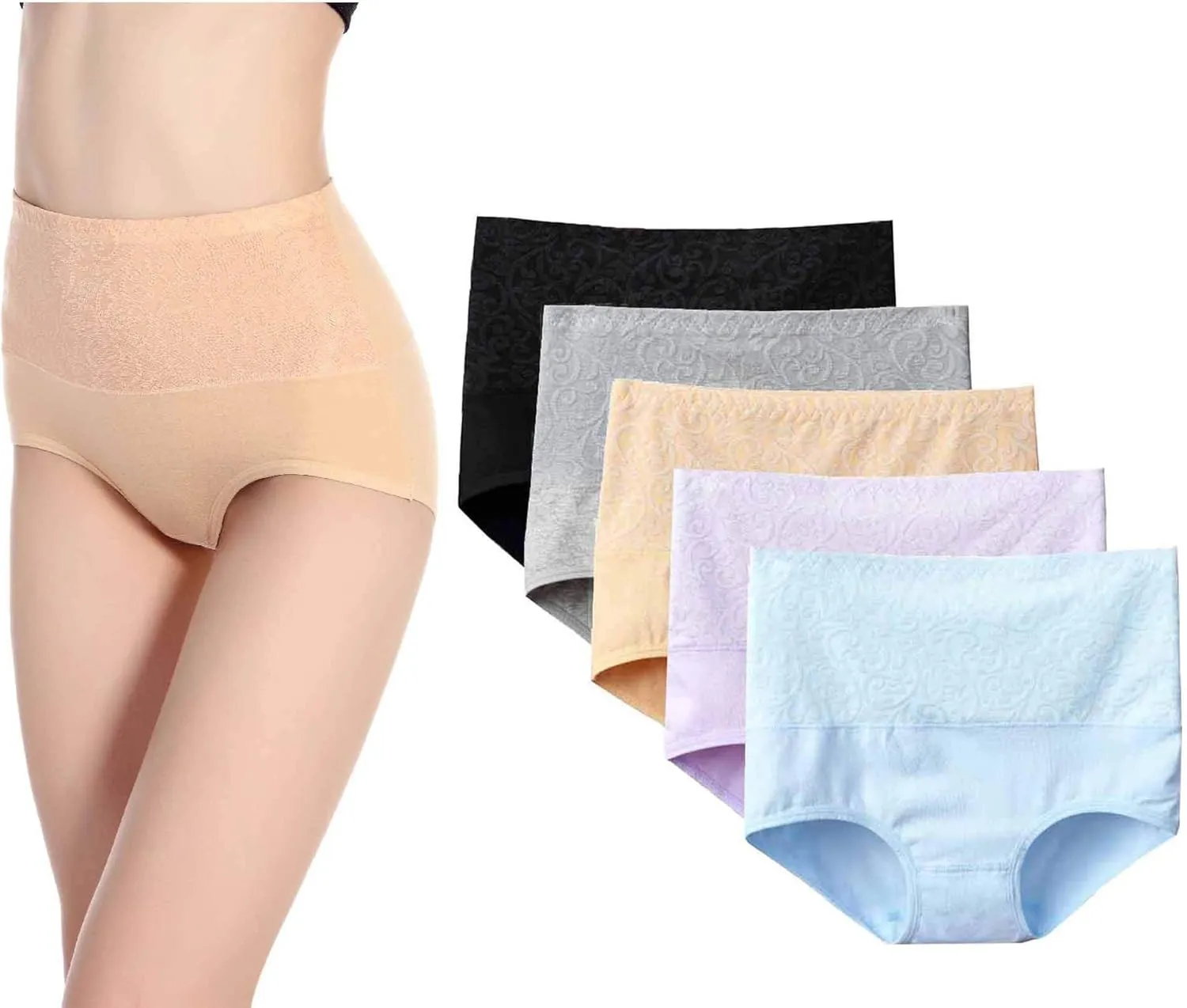 Kinyanco High Waist Tummy Control Panties for Women, Cotton Underwear No Muffin Top Shapewear Brief Panties