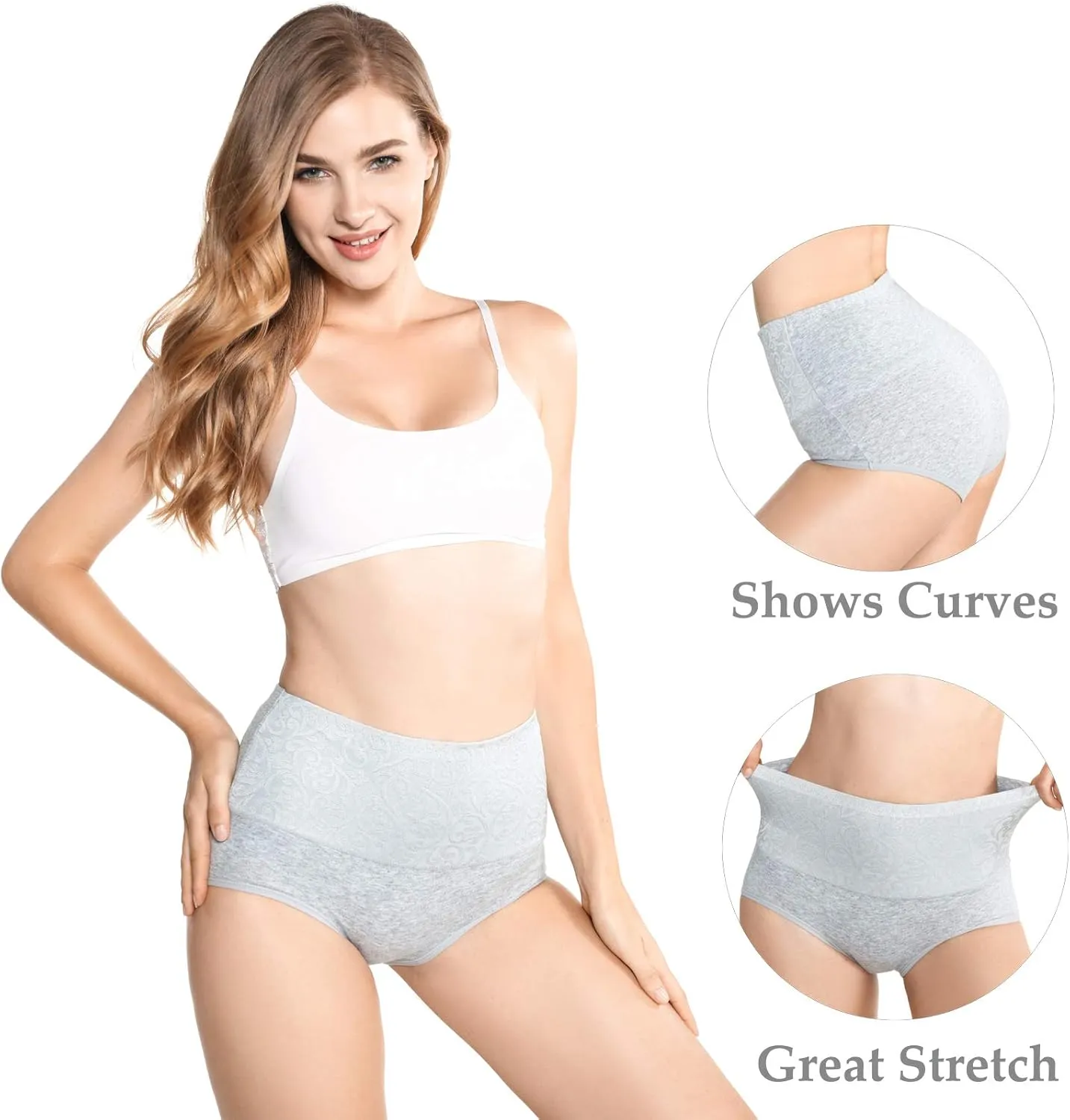 Kinyanco High Waist Tummy Control Panties for Women, Cotton Underwear No Muffin Top Shapewear Brief Panties