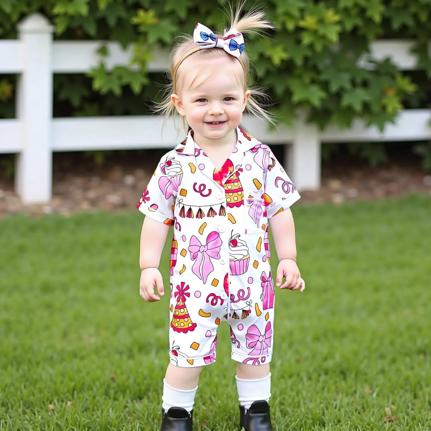 Kuriozud Baby Girl Boy Birthday Button Down Silk Satin Pajamas Romper One-Piece Jumpsuit Short Sleeve Nightgown Pjs Sleepwear