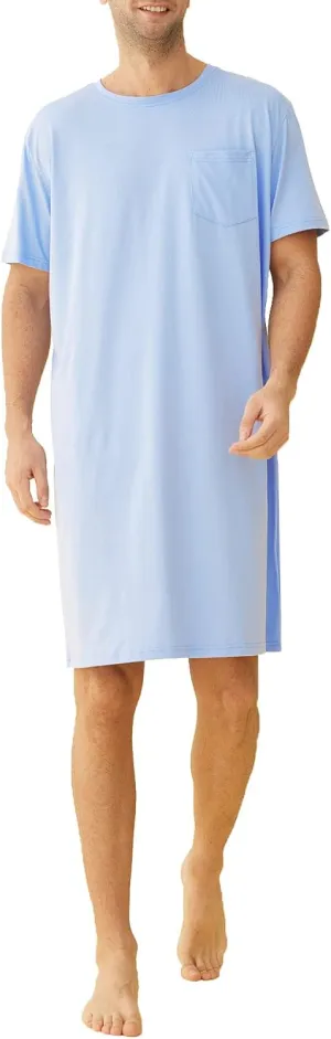 Latuza Men's Cotton Nightshirt Short Sleeves Sleep Shirt Nightgown