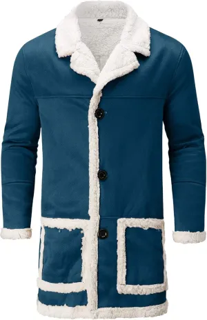 LCMTWX Mens Jackets Cardigan Coat Solid Color Buttons Coat Jacket Wool Long Sleeve Warm Coat Turn-down Collar Coat Men's