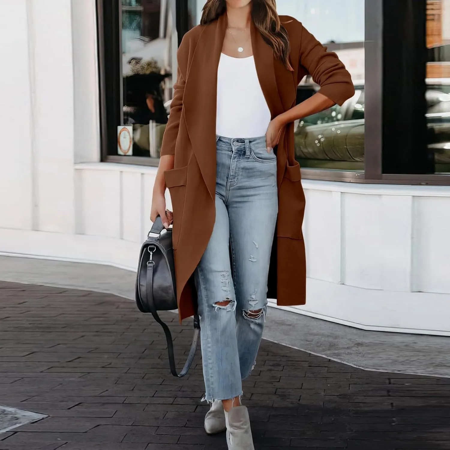 LCMTWX Trench Coat for Women 2023 Outwear Womens Elegant Windbreaker Wild Winter Women's Coat Black Trench Coat Women