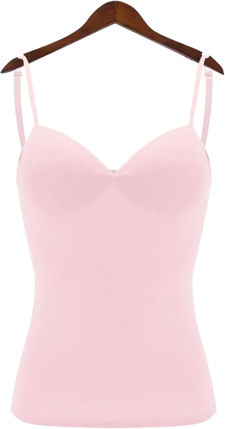 LCMTWX White Tank Top Woman With Built In Bra Padded Undershirts Cotton Camisole Vest Top Plus Size Tank Tops For Women
