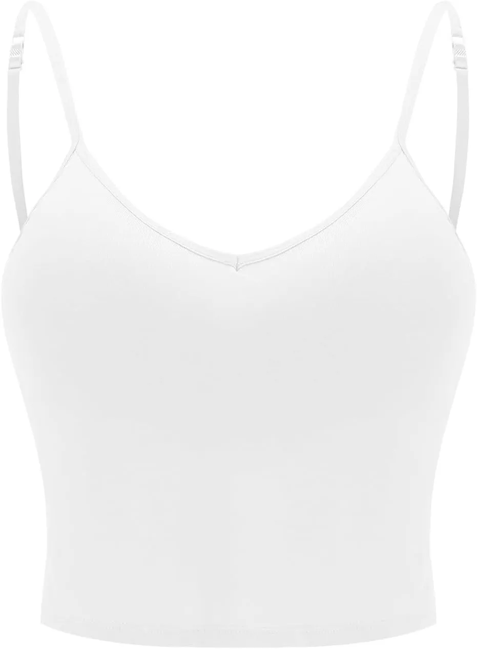 LCMTWX White Tank Top Woman With Built In Bra Padded Undershirts Cotton Camisole Vest Top Plus Size Tank Tops For Women