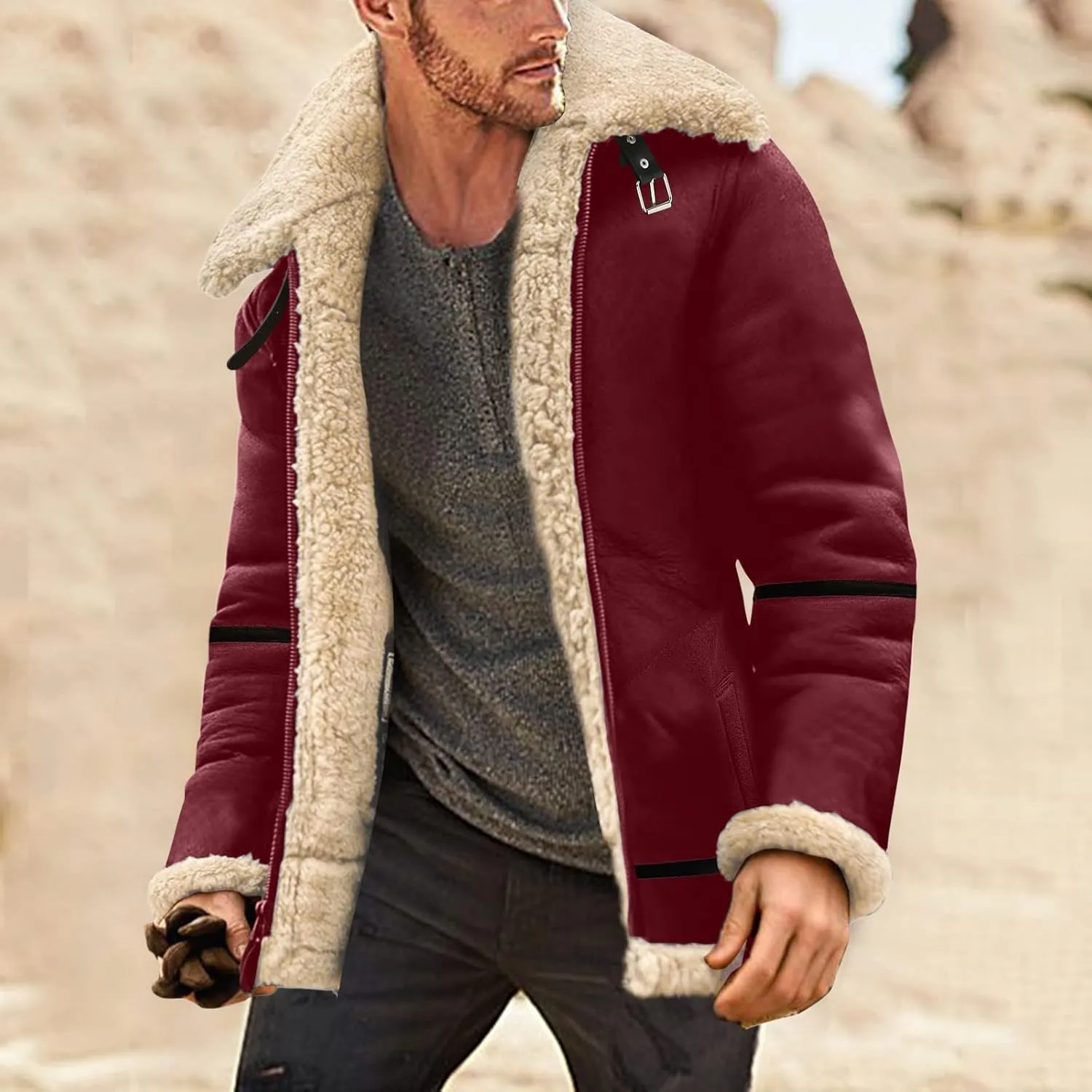 LCMTWX Winter Coats for Men Jacket Stand Collar Knitted Splice Sweater Coat Casual Cardigan Stylish Outwear Men's Thick