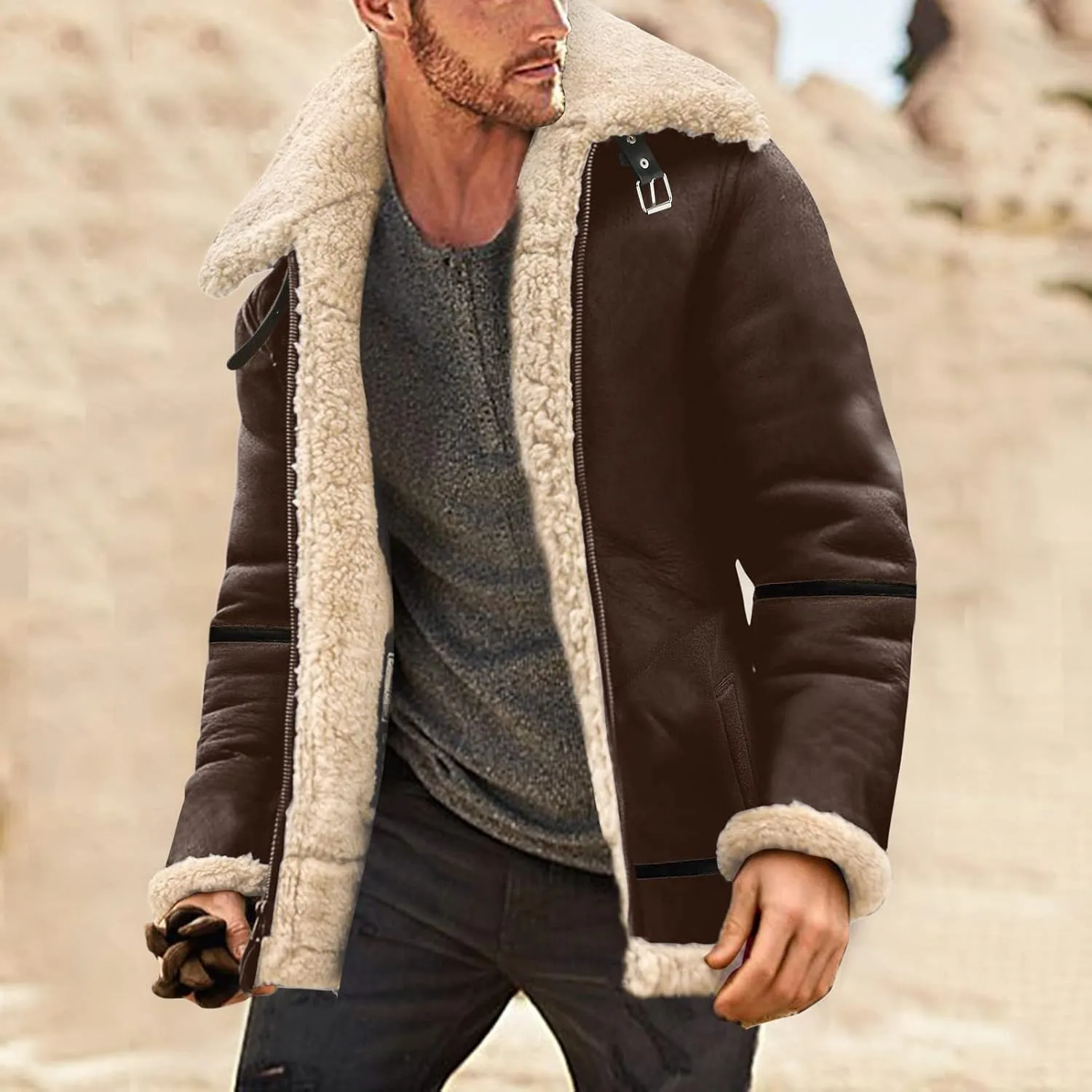 LCMTWX Winter Coats for Men Jacket Stand Collar Knitted Splice Sweater Coat Casual Cardigan Stylish Outwear Men's Thick