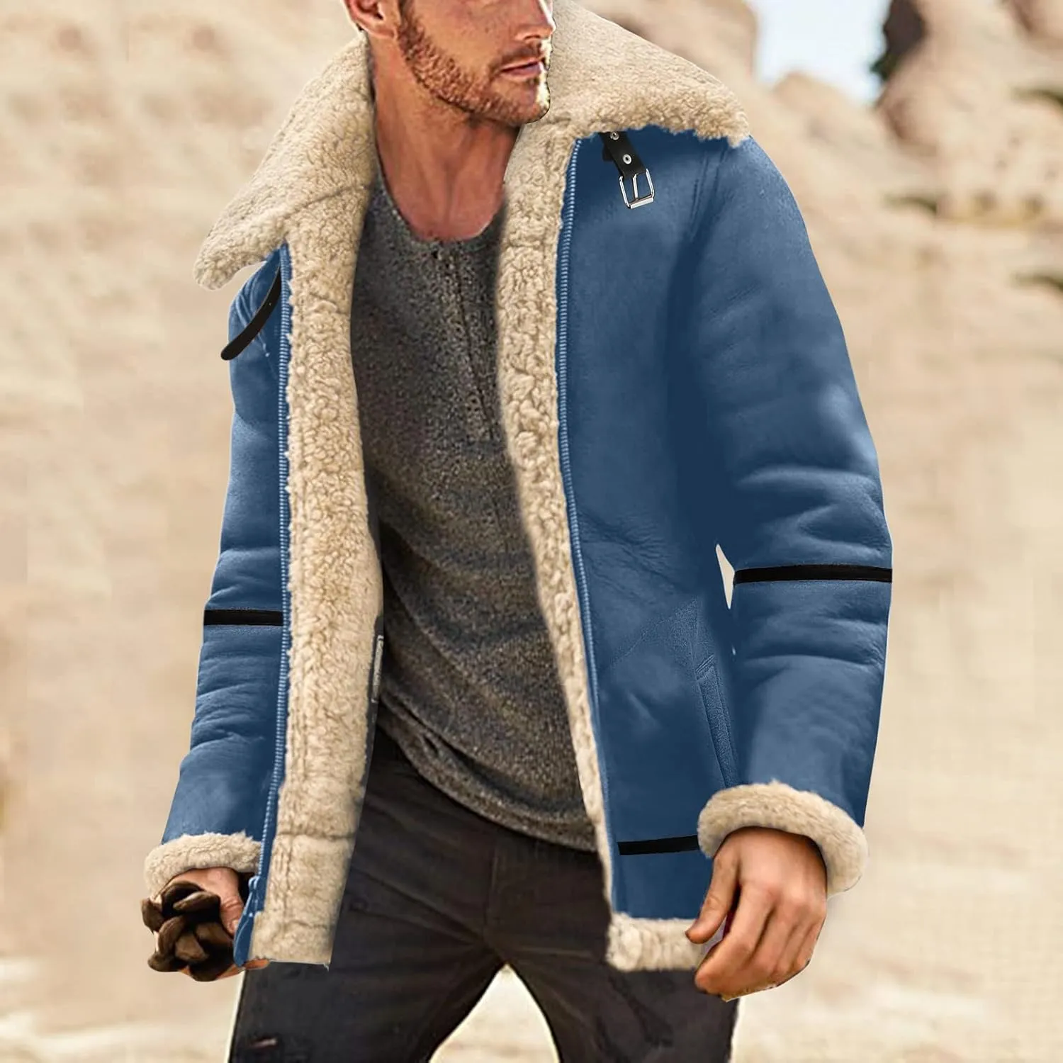 LCMTWX Winter Coats for Men Jacket Stand Collar Knitted Splice Sweater Coat Casual Cardigan Stylish Outwear Men's Thick