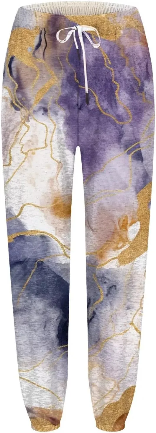 LCMTWX Women Sweatpants with Pockets Drawstring Elastic Waisted Heart Print Bottom Pants Baggy Comfortable Joggers for