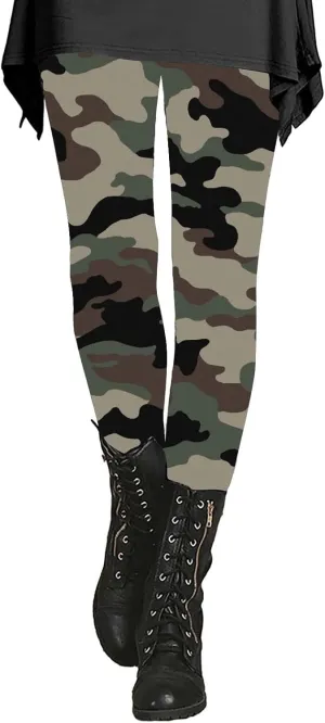 LCMTWX Womens Leggings with Pocket Leggings Artistic Printed Soft Stretchy Pants for Women Soft Athletic Tummy Control