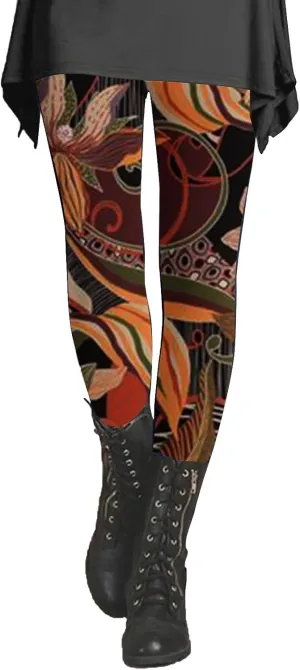 LCMTWX Womens Leggings with Pocket Leggings Artistic Printed Soft Stretchy Pants for Women Soft Athletic Tummy Control