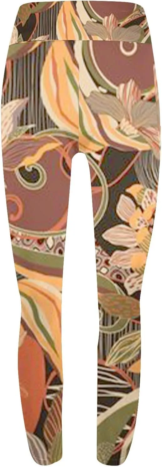 LCMTWX Womens Leggings with Pocket Leggings Artistic Printed Soft Stretchy Pants for Women Soft Athletic Tummy Control