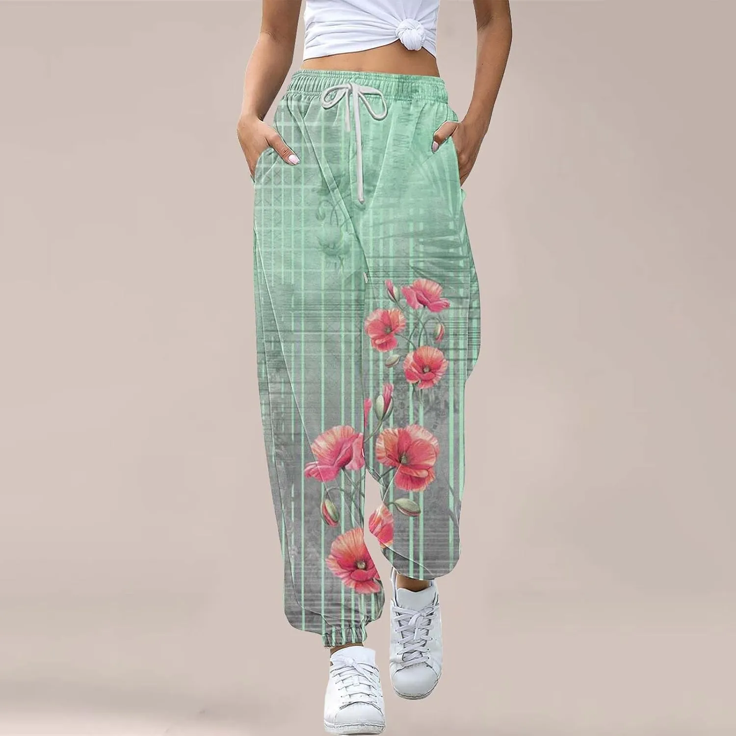 LCMTWX Women's Pants Sweatpants Joggers Pants Workout High Waisted Yoga Pants with Pockets Womens Open Hem Sweatpants Black