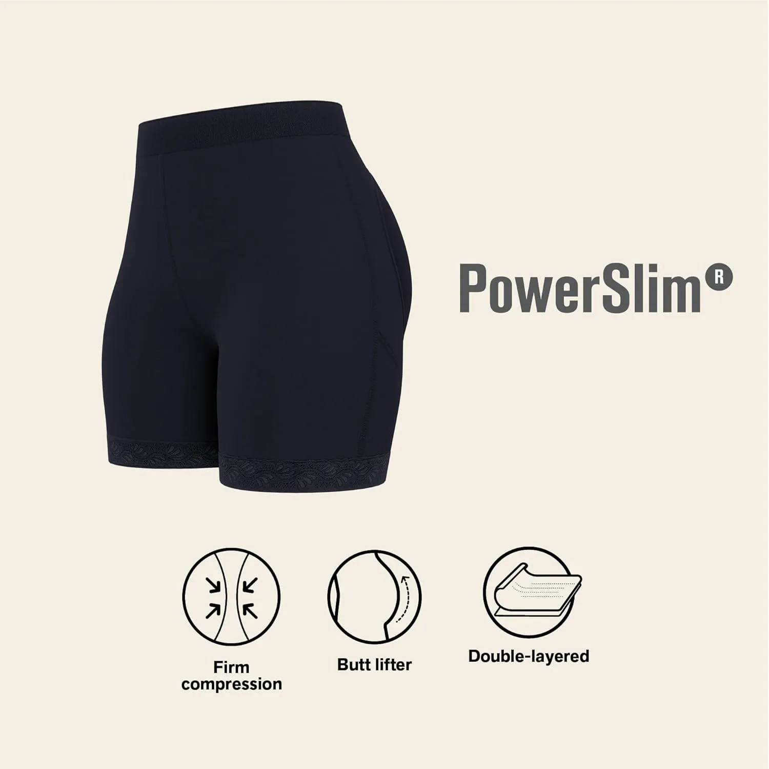 Leonisa Shapewear Shorts for Women, Mid-Rise Shaper Shorts with Tummy Control and Butt Lifter Support