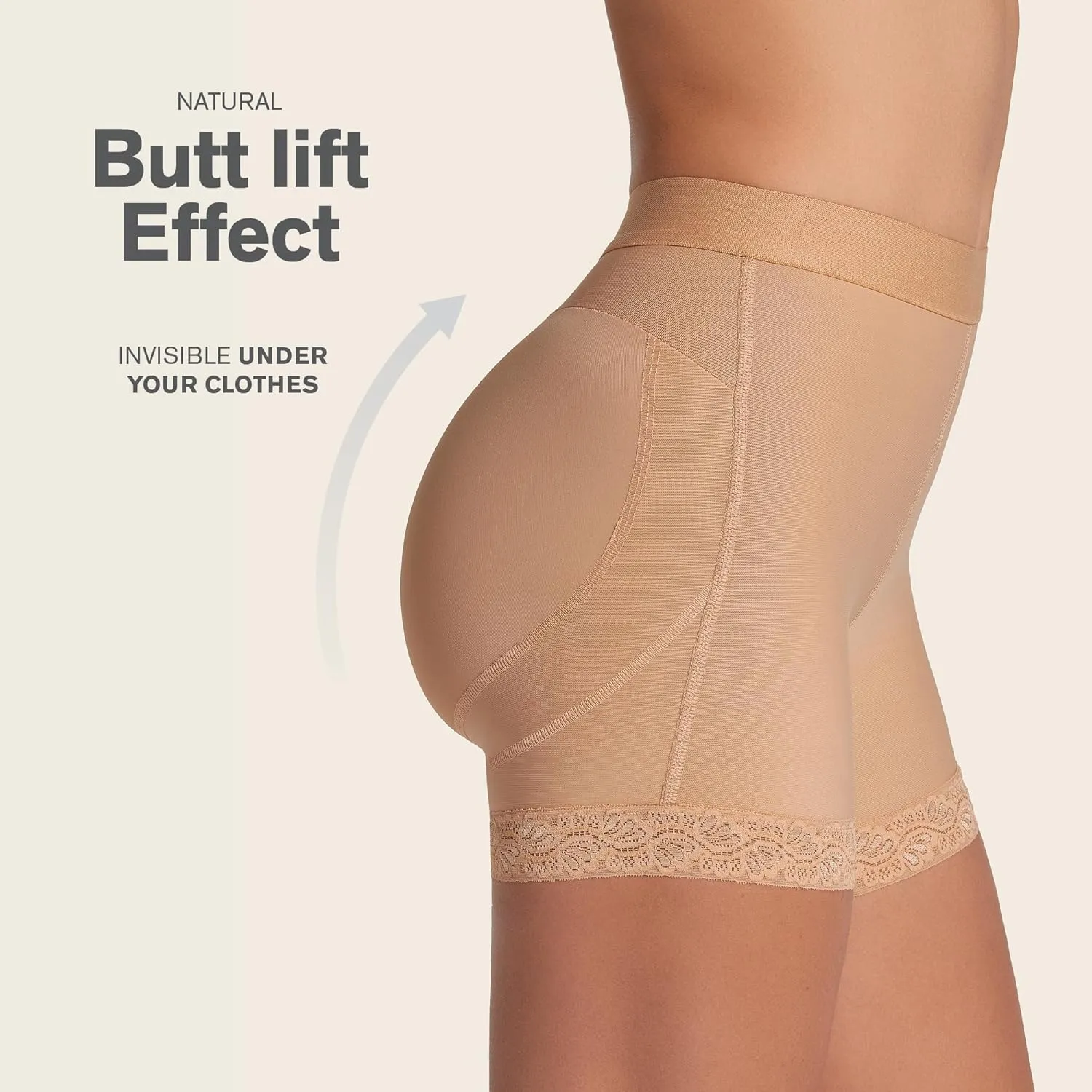 Leonisa Shapewear Shorts for Women, Mid-Rise Shaper Shorts with Tummy Control and Butt Lifter Support