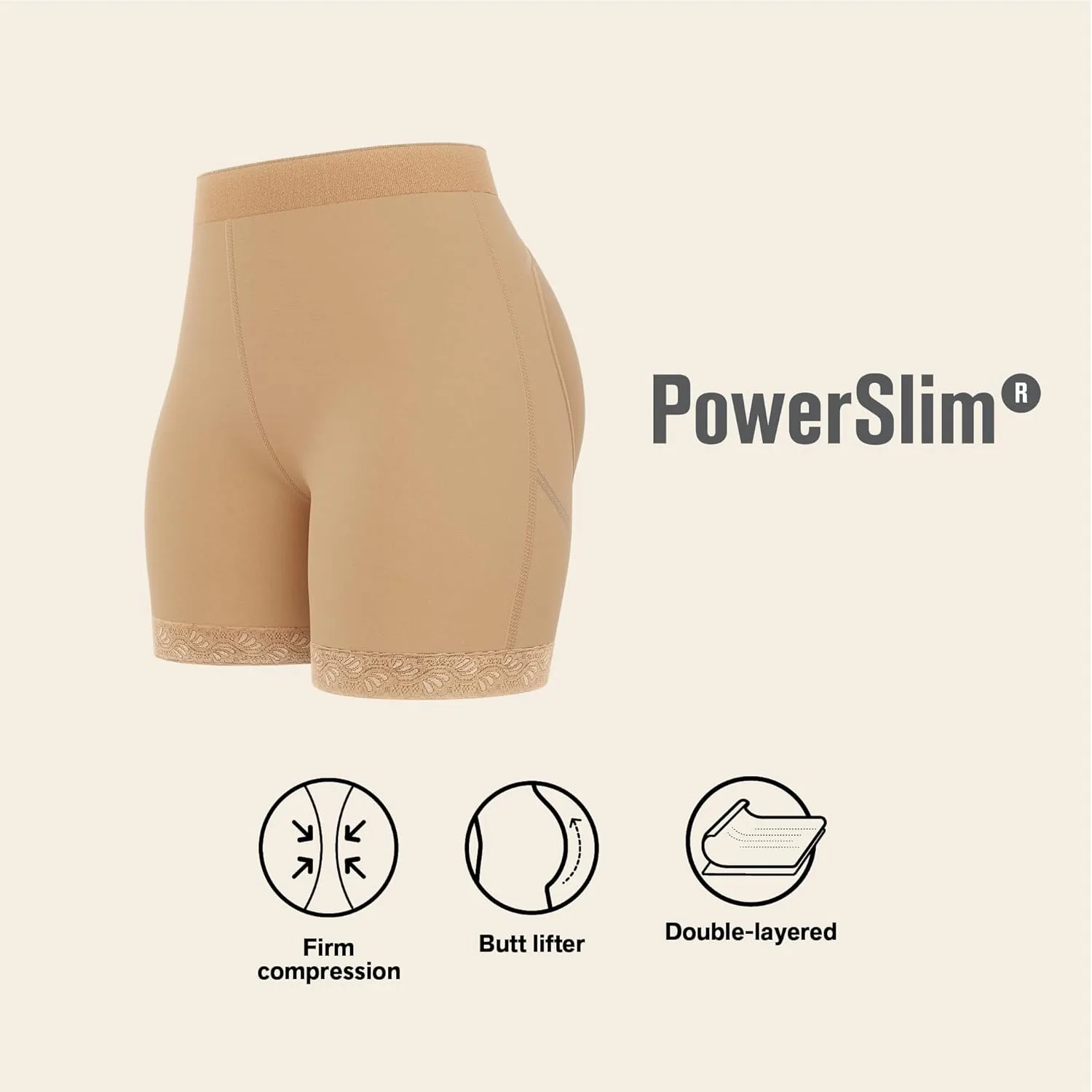 Leonisa Shapewear Shorts for Women, Mid-Rise Shaper Shorts with Tummy Control and Butt Lifter Support