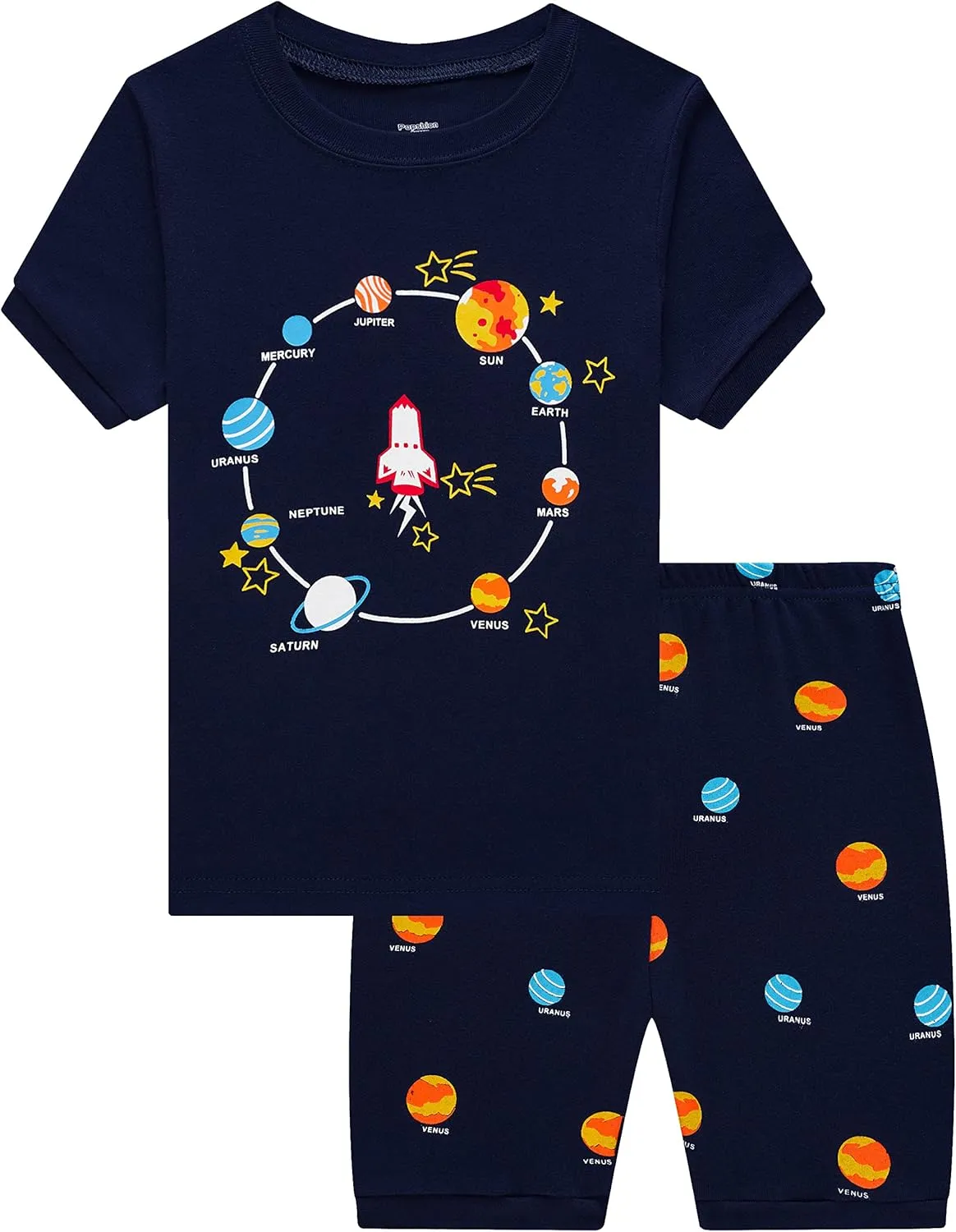 Little Boys Short Set Pajamas for Boys 100% Cotton Toddler Train Dinosaur Sleepwear Summer Clothes Size 2-7T