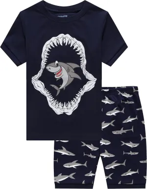 Little Boys Short Set Pajamas for Boys 100% Cotton Toddler Train Dinosaur Sleepwear Summer Clothes Size 2-7T