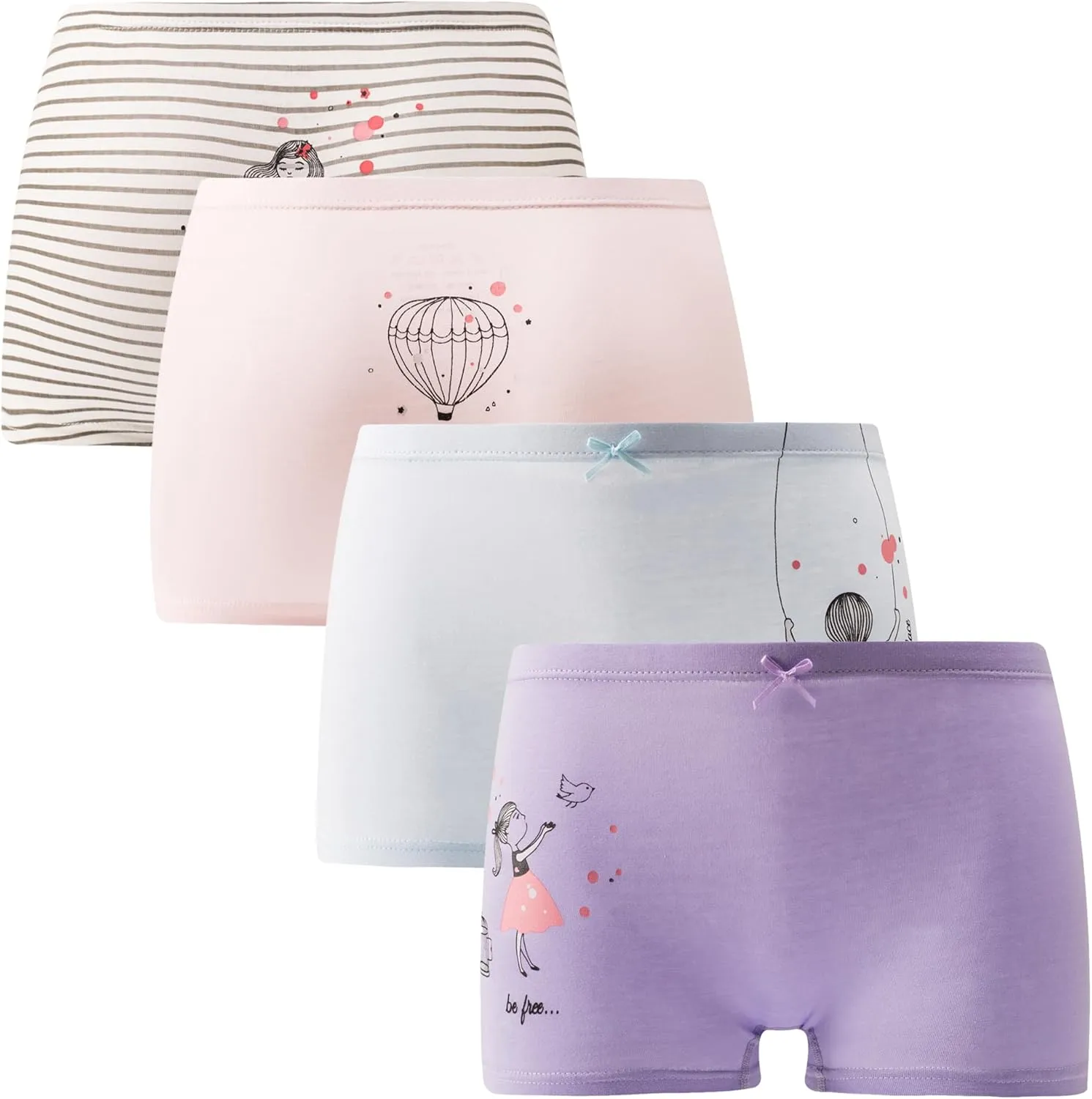 Little Girls Cotton Boy Shorts Toddler Panties Baby Princess Underwear (Pack of 4)