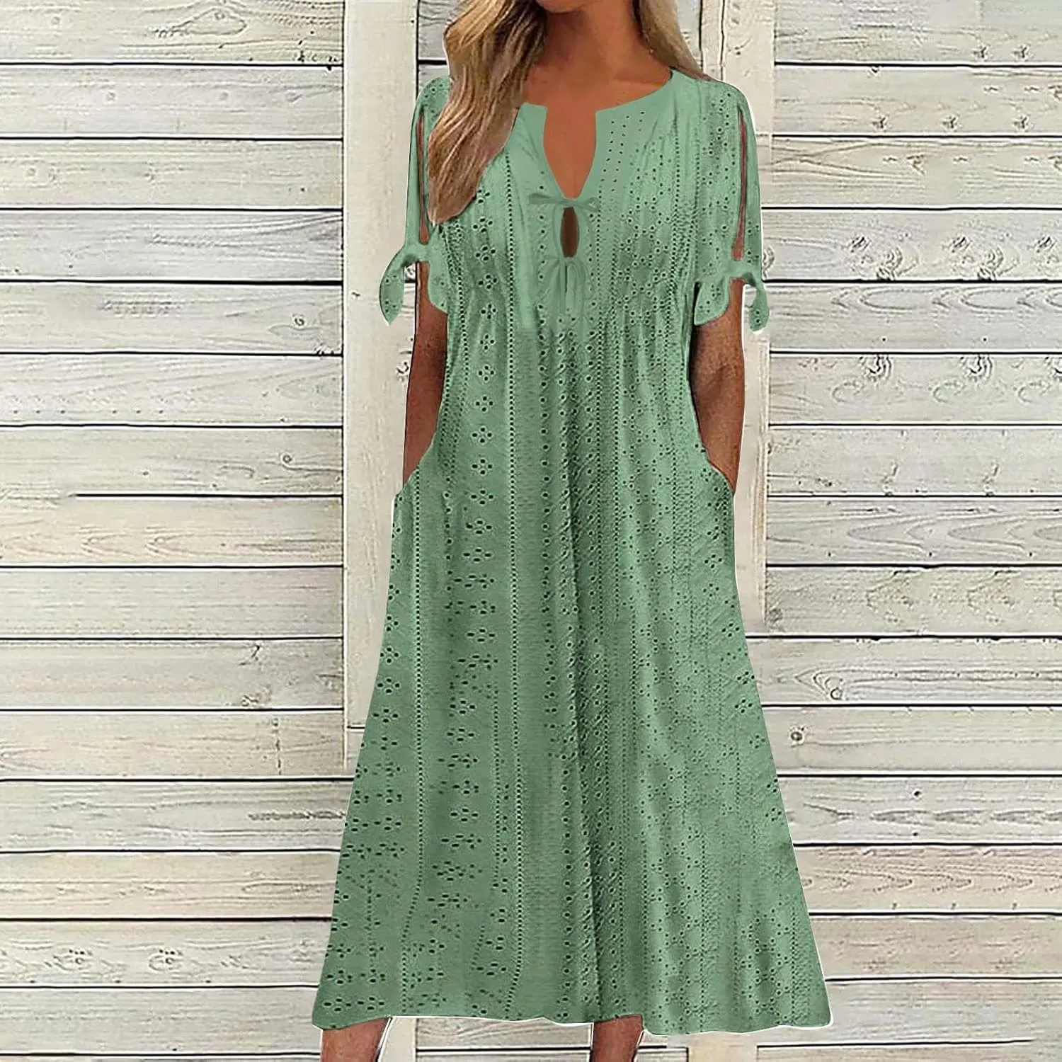 Long Maxi Long Dresses for Women 2025 Trendy Short Sleeve Eyelet Tshirt Dress Casual Summer Beach Vacation Sundresses