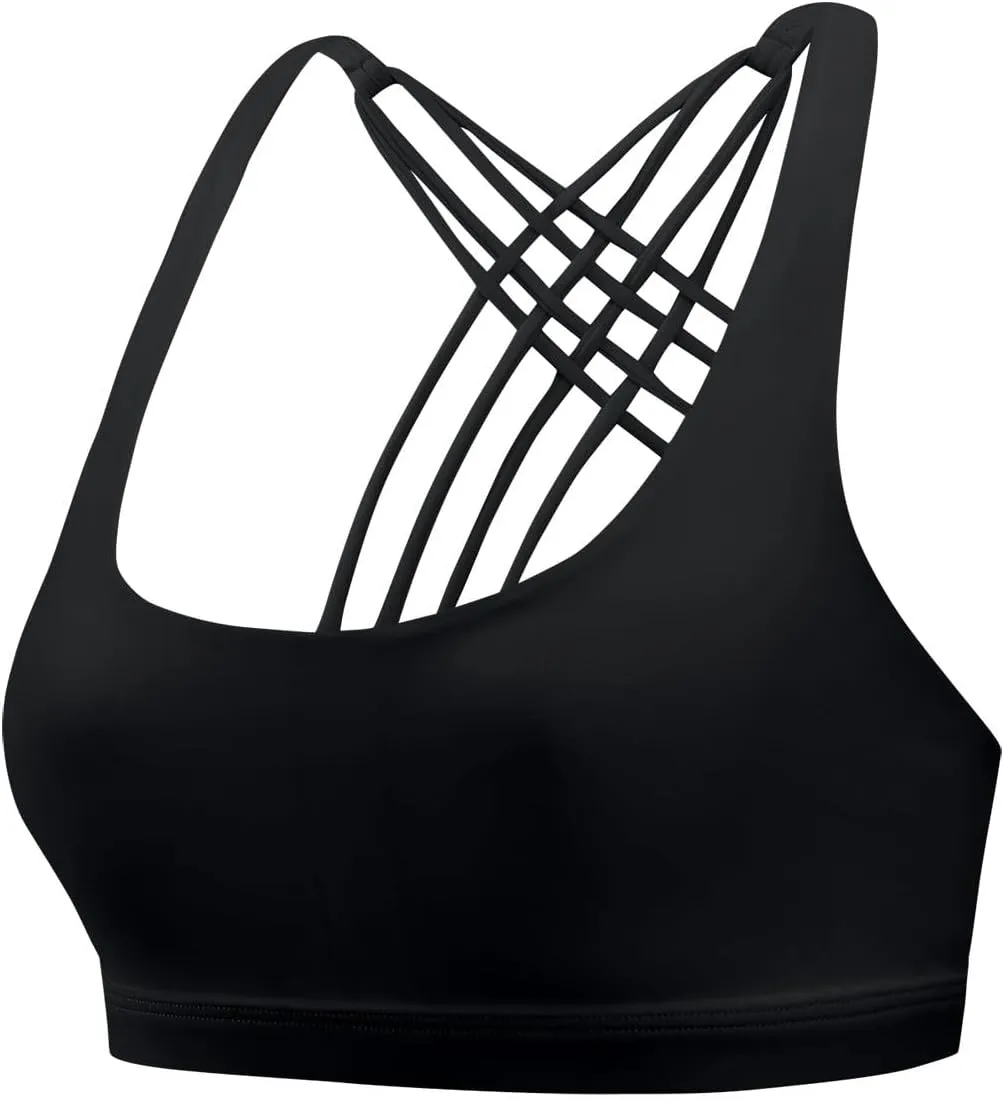 Longline Sports Bras for Women Shockproof Cross Back Strappy Sports Bra Quick Dry Wireless Padded Yoga Workout Bra