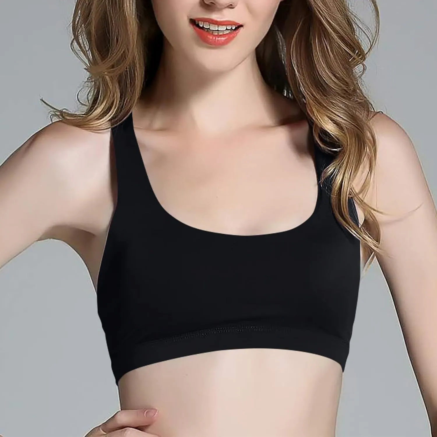 Longline Sports Bras for Women Shockproof Cross Back Strappy Sports Bra Quick Dry Wireless Padded Yoga Workout Bra