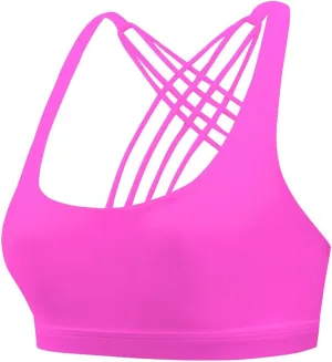 Longline Sports Bras for Women Shockproof Cross Back Strappy Sports Bra Quick Dry Wireless Padded Yoga Workout Bra
