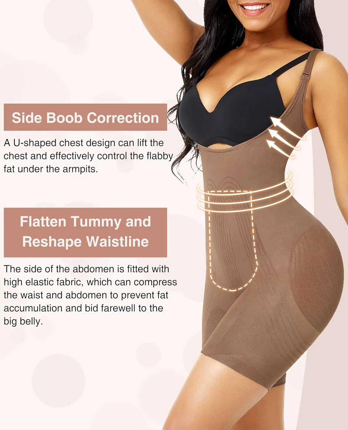 Lover-Beauty Women's Shapewear Tummy Control Bodysuit Open Bust Butt Lifting Body Shaper