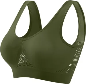 LRMQS Sports Bras for Women Plus Size Breathable Seamless Stretchy Push up Padded Bralettes Workout Yoga Gym Underwear Bra