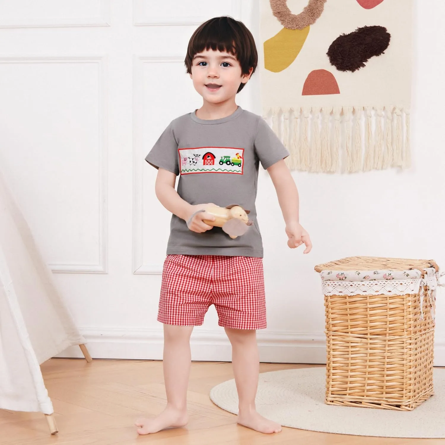 Madjtlqy Toddler Baby Boy Summer Clothes Short Sleeve T Shirt Top Casual Shorts Set Cute Infant Boys Shorts Set