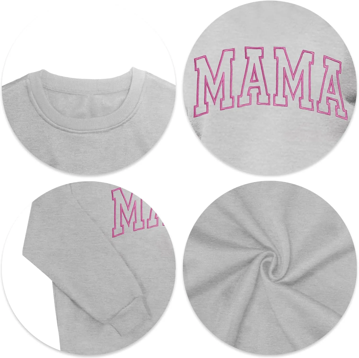 Mama Sweatshirts for Women Embroidered Mama Shirt Oversized Mom Crewneck Pullover Hoodies Long Sleeve