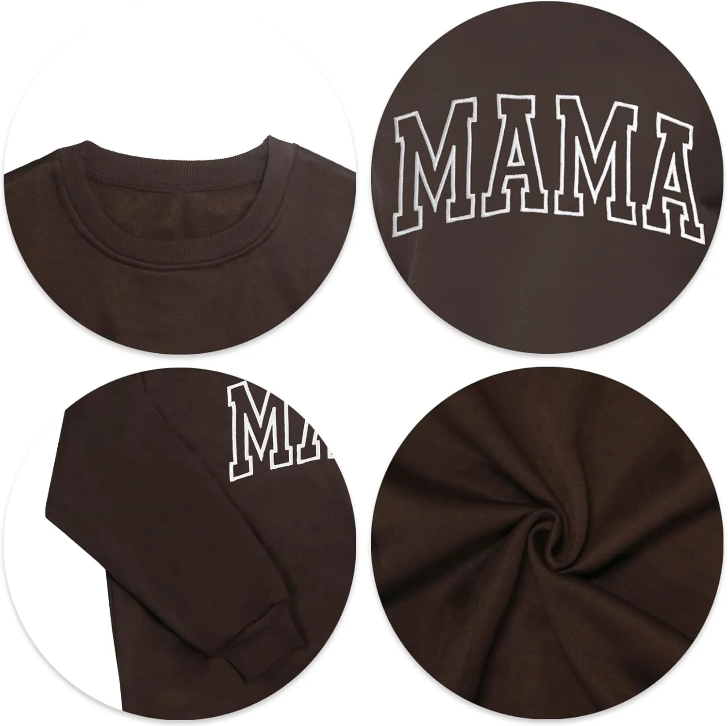 Mama Sweatshirts for Women Embroidered Mama Shirt Oversized Mom Crewneck Pullover Hoodies Long Sleeve